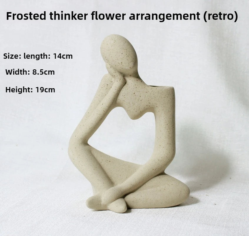 Abstract Resin Thinking Vase – Minimalist Sculpture with Floral Holder