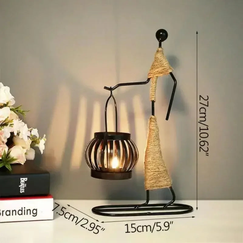 Rustic Candleholder Figurines – Romantic Centerpiece for Dining & Living Room Decor
