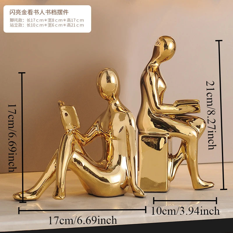 Modern Ceramic Bookcase Figurines – Luxury Abstract Sculptures