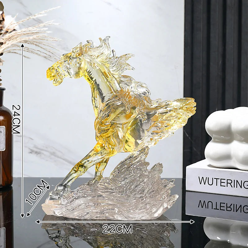 Luxury Colored Glaze Horse Sculpture – Elegant Home Decor Accent
