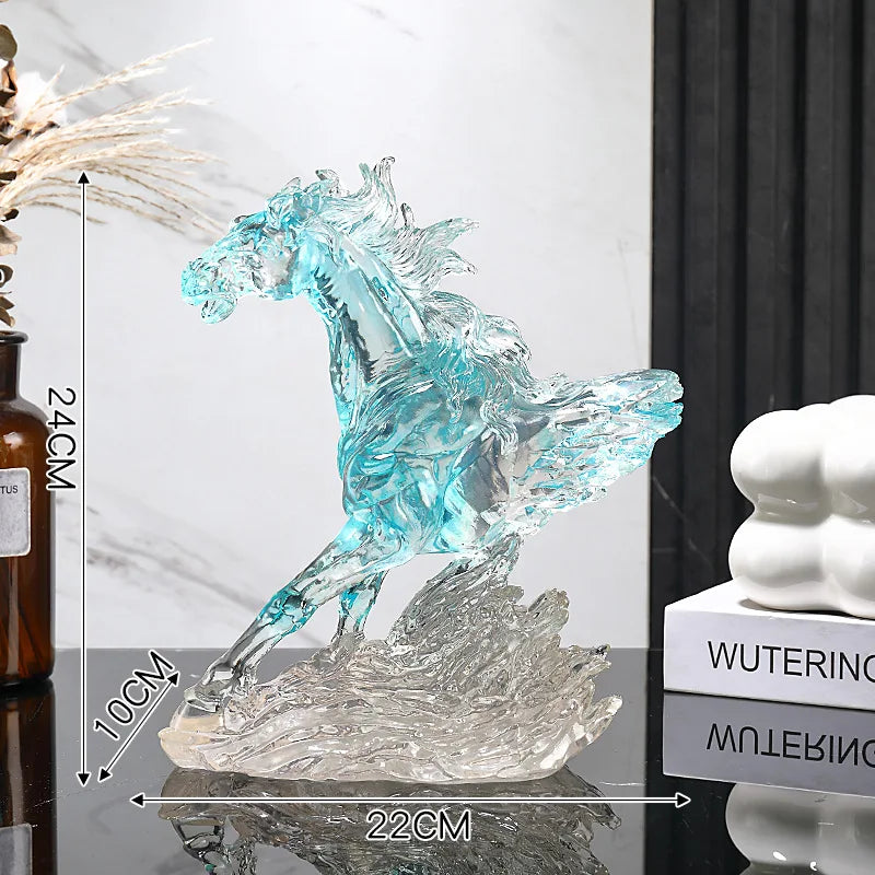 Luxury Colored Glaze Horse Sculpture – Elegant Home Decor Accent