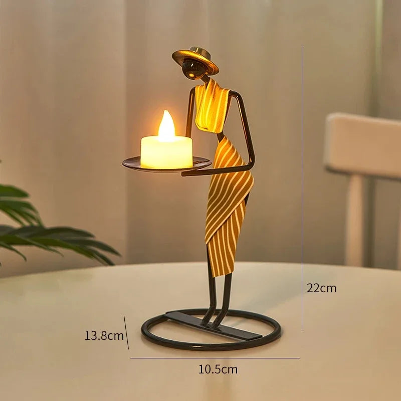 Rustic Candleholder Figurines – Romantic Centerpiece for Dining & Living Room Decor