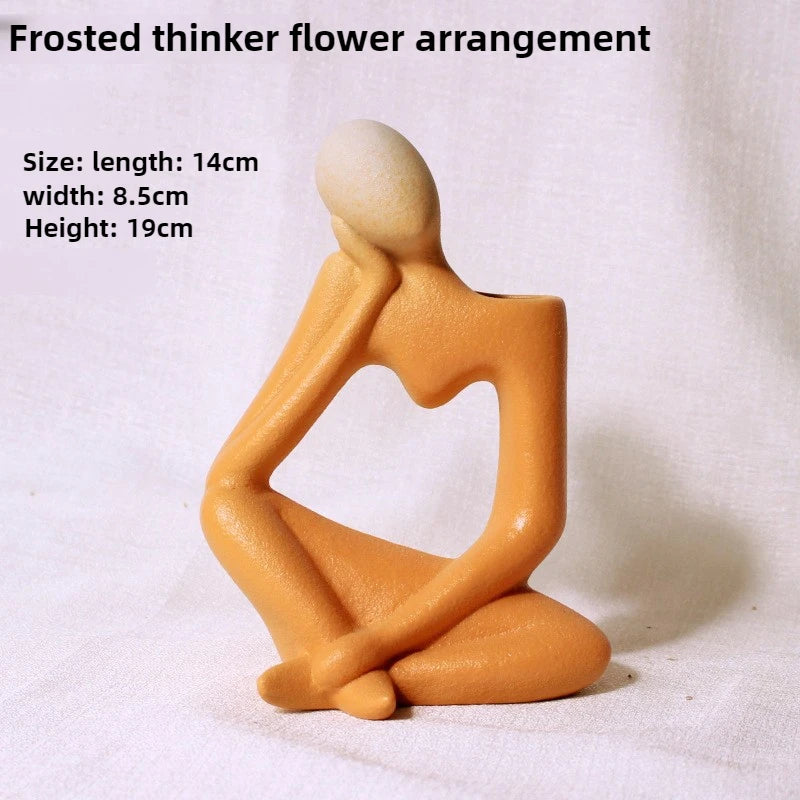 Abstract Resin Thinking Vase – Minimalist Sculpture with Floral Holder