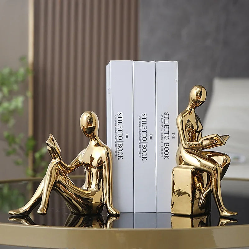 Modern Ceramic Bookcase Figurines – Luxury Abstract Sculptures