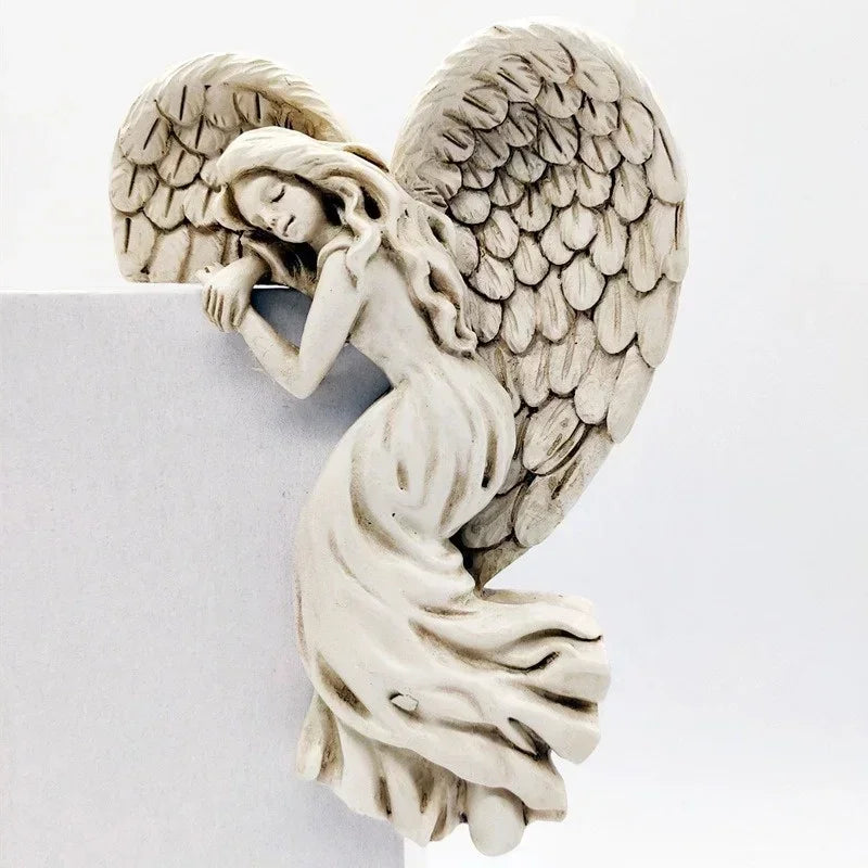 Elegant Angel Wings Wall Sculpture – Resin Door Frame Ornament for Home Decor