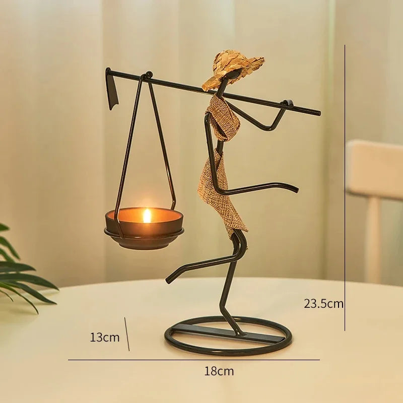 Rustic Candleholder Figurines – Romantic Centerpiece for Dining & Living Room Decor