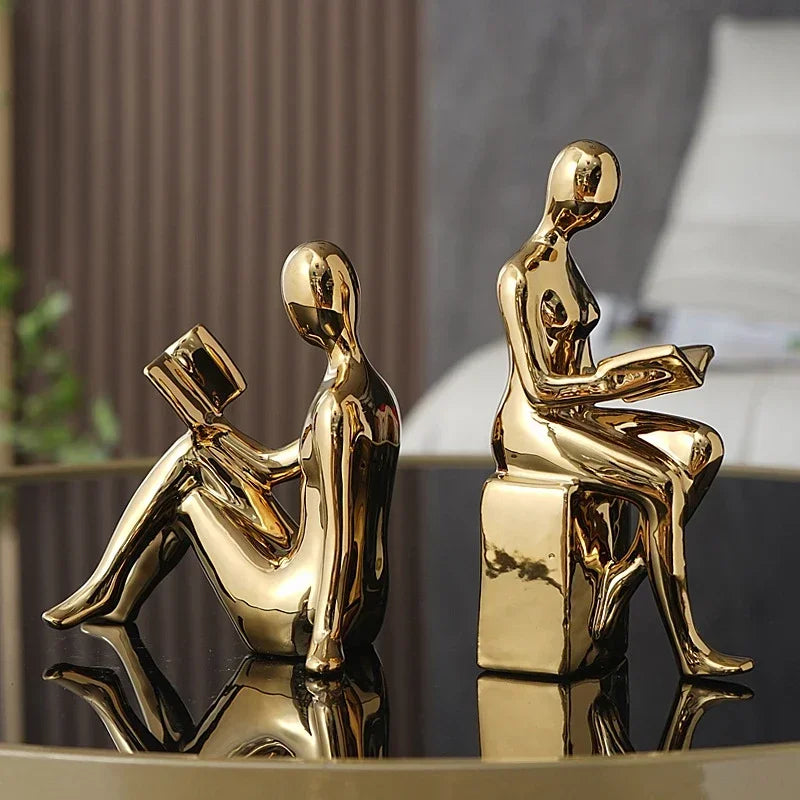 Modern Ceramic Bookcase Figurines – Luxury Abstract Sculptures