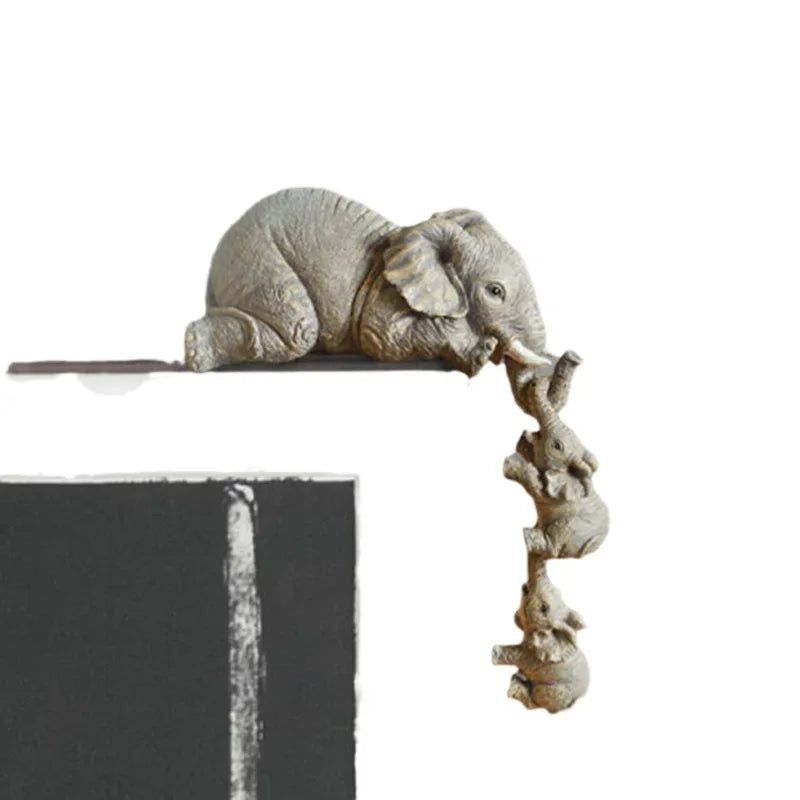 Resin Elephant Climbing Wall Ornament – Creative Hanging Home Decor for Shelf, Frame & Edge Display