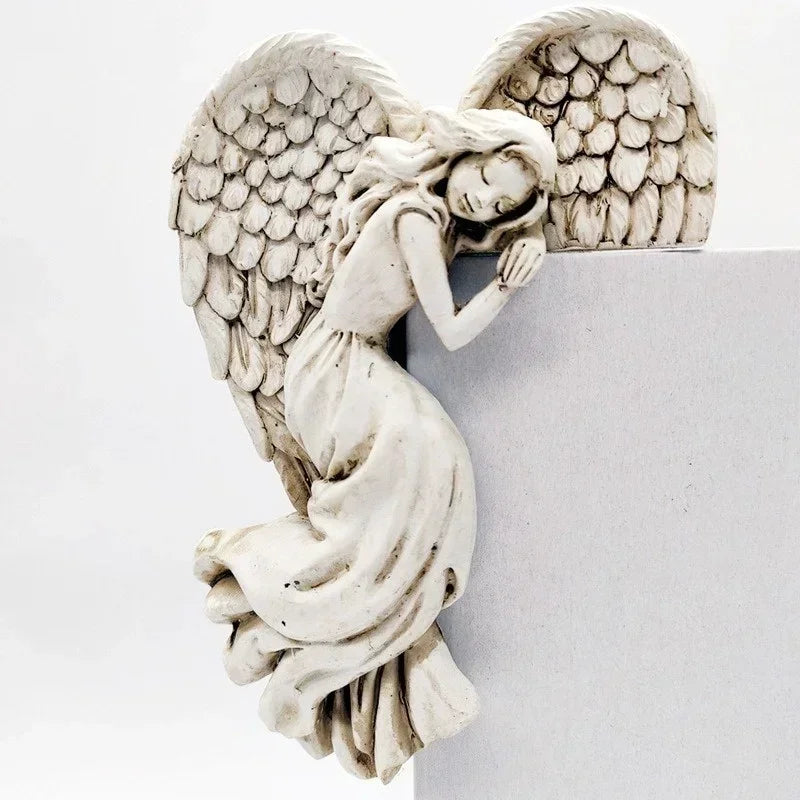 Elegant Angel Wings Wall Sculpture – Resin Door Frame Ornament for Home Decor
