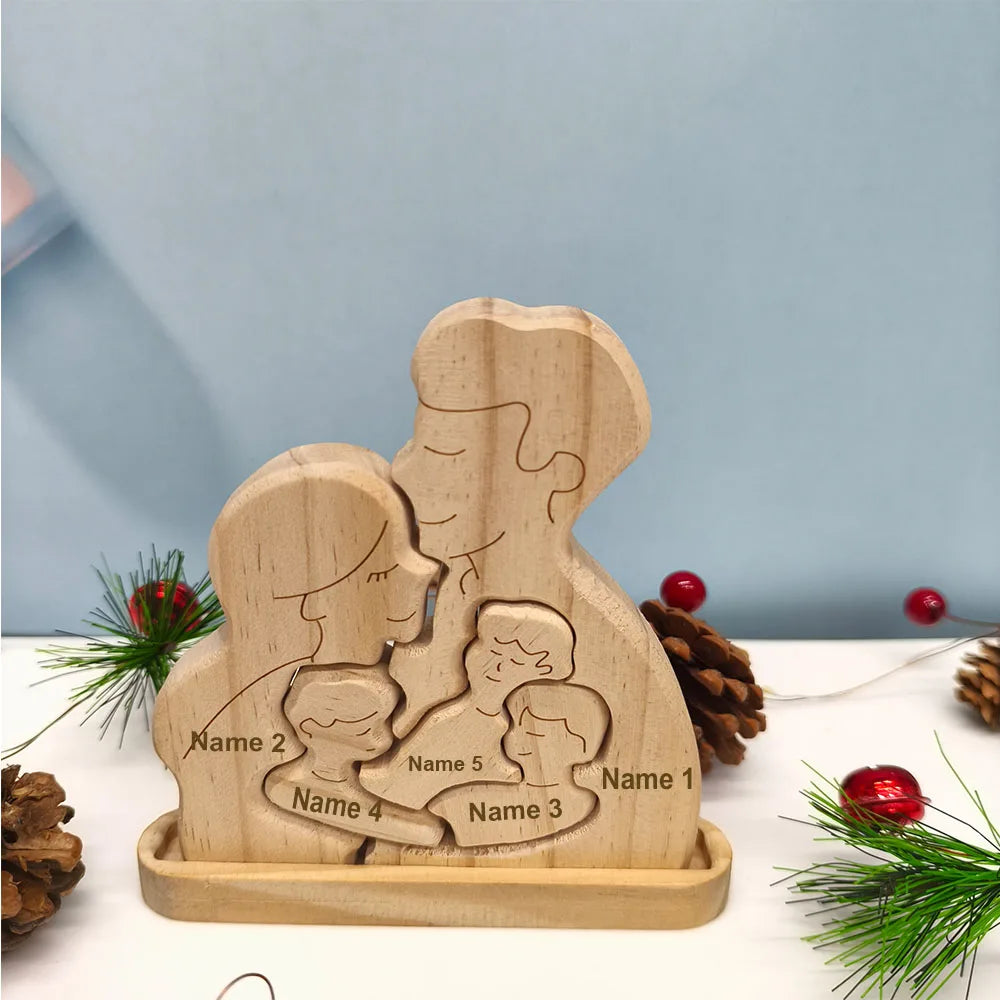 Personalized Wooden Family Puzzle – Custom Portrait Puzzle Sculpture for Home Decor & Gifts