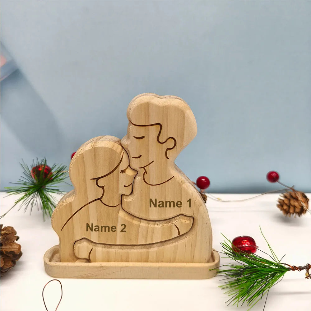 Personalized Wooden Family Puzzle – Custom Portrait Puzzle Sculpture for Home Decor & Gifts