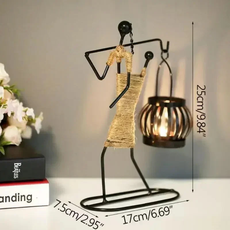 Rustic Candleholder Figurines – Romantic Centerpiece for Dining & Living Room Decor