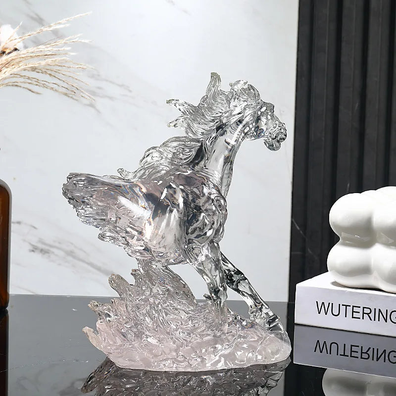 Luxury Colored Glaze Horse Sculpture – Elegant Home Decor Accent