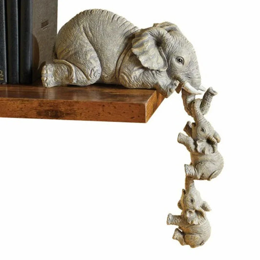 Resin Elephant Climbing Wall Ornament – Creative Hanging Home Decor for Shelf, Frame & Edge Display
