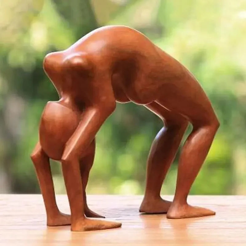 Handmade Wooden Yoga Girl Statue – Artistic Wood Carving for Mindful Decor