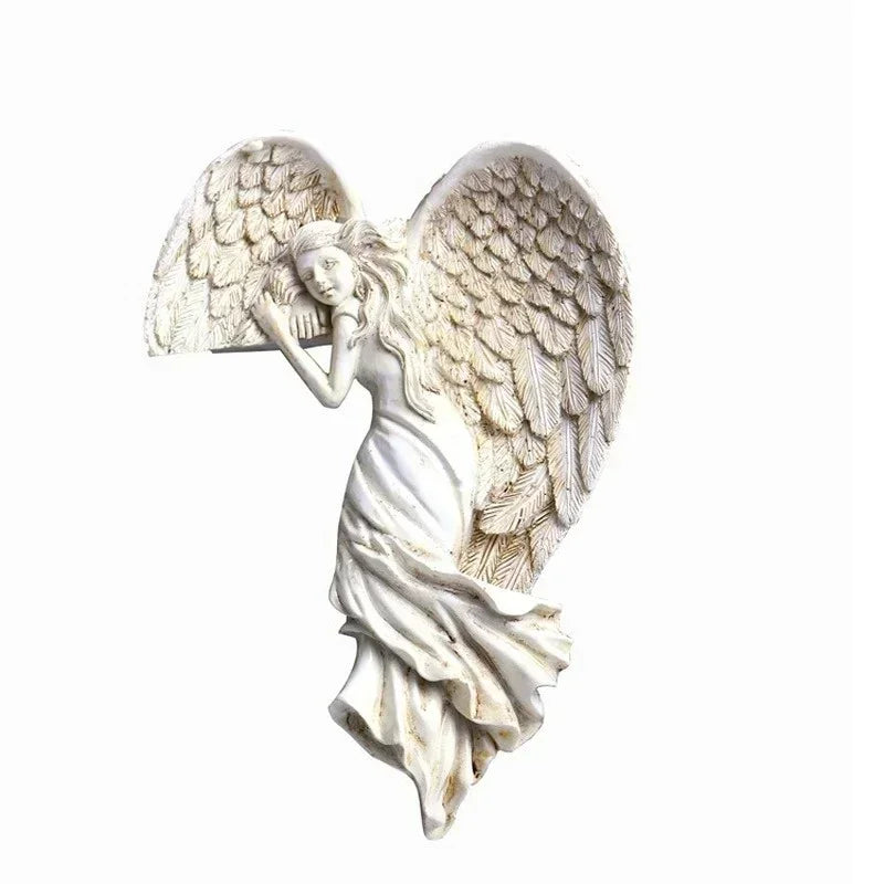 Elegant Angel Wings Wall Sculpture – Resin Door Frame Ornament for Home Decor