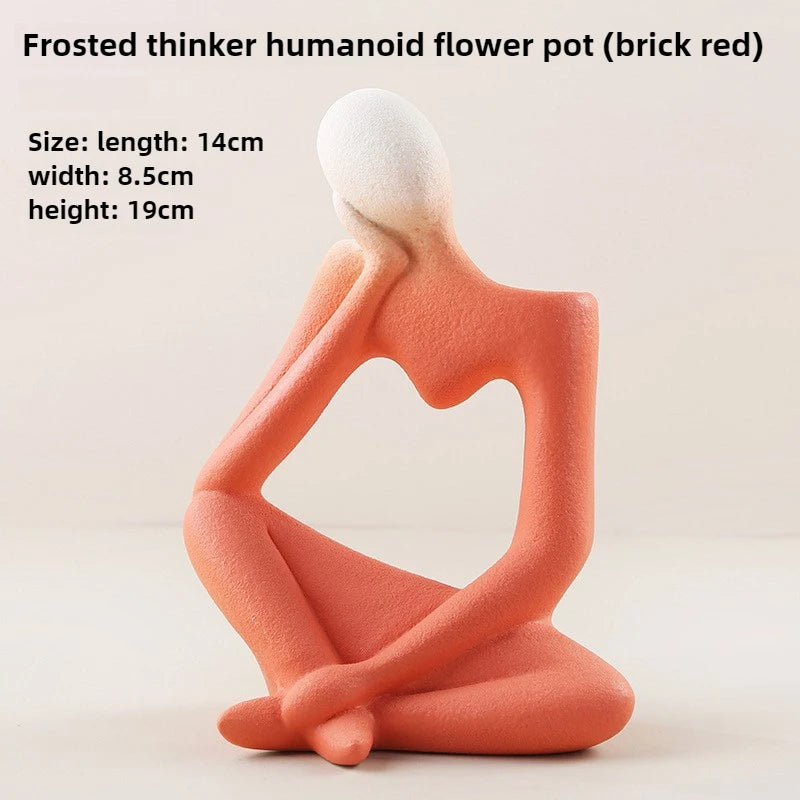 Abstract Resin Thinking Vase – Minimalist Sculpture with Floral Holder
