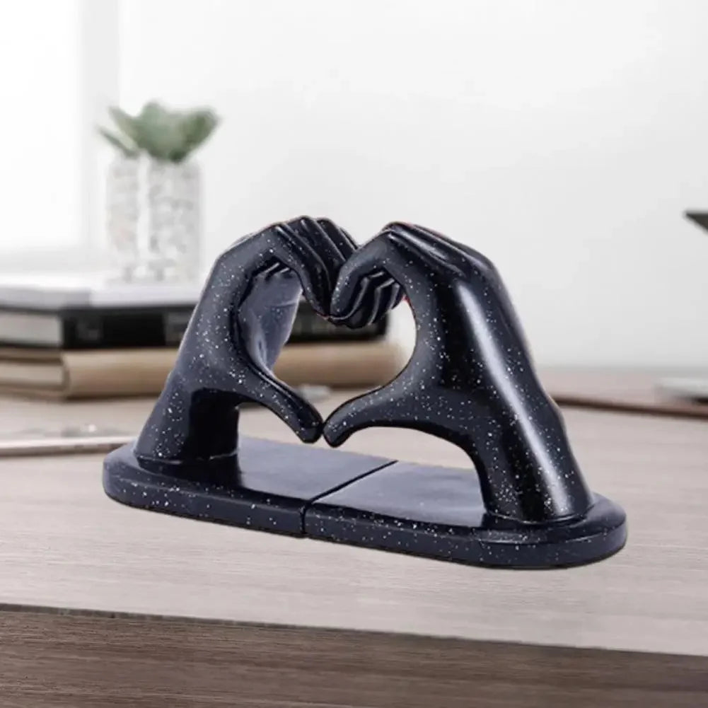 Golden Heart Hands Decorative Bookends – Luxury Resin Sculptures for Shelves & Home Office Decor