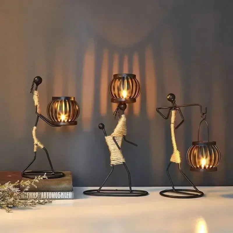 Rustic Candleholder Figurines – Romantic Centerpiece for Dining & Living Room Decor