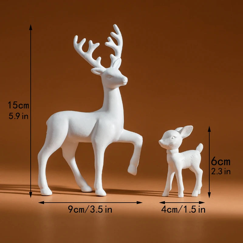 Mother Deer & Fawn Resin Sculptures – Cute Kids Room Decor Animal Miniatures
