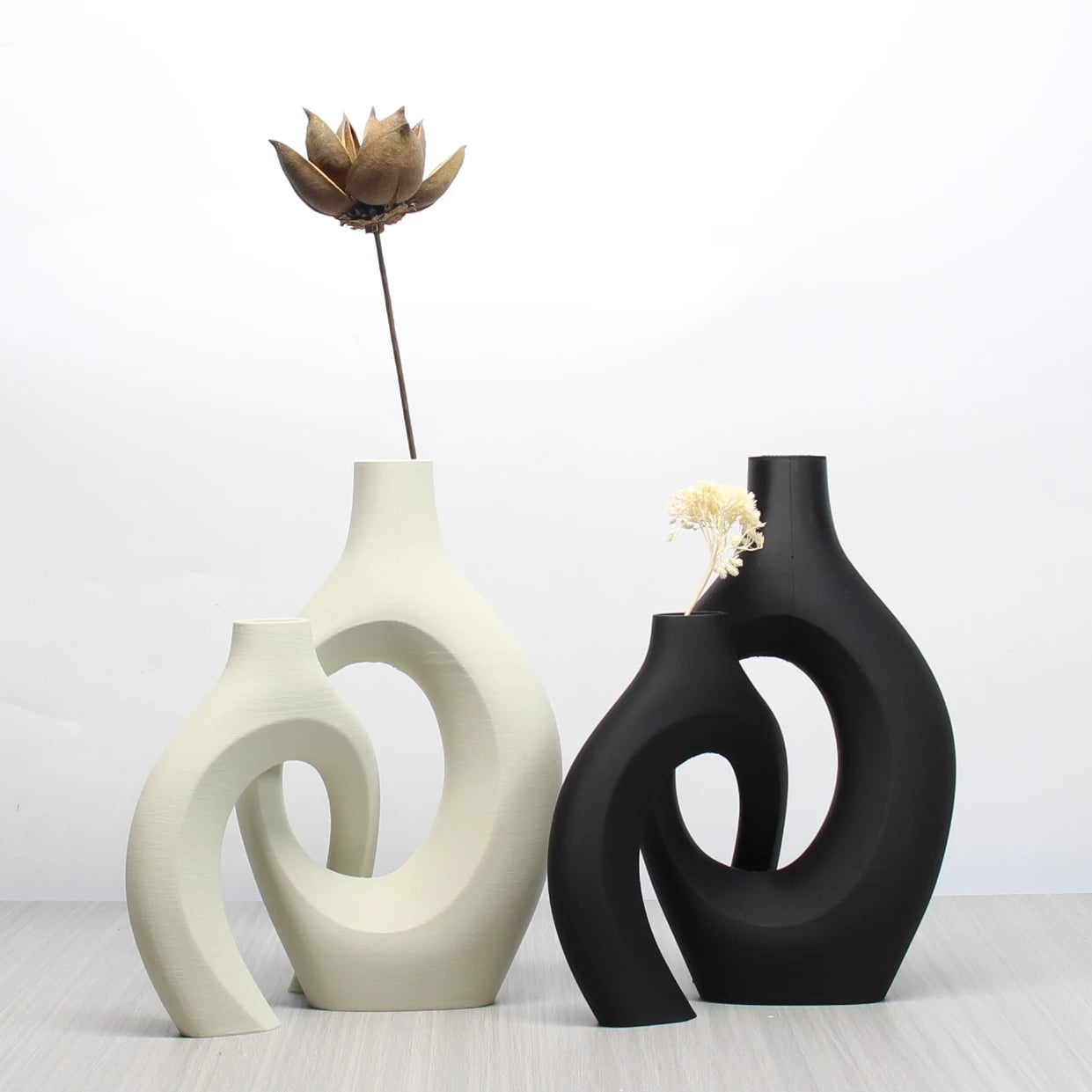 Bohemian Style Ceramic Art Vases – Elegant Decorative Vase Set for Home & Office