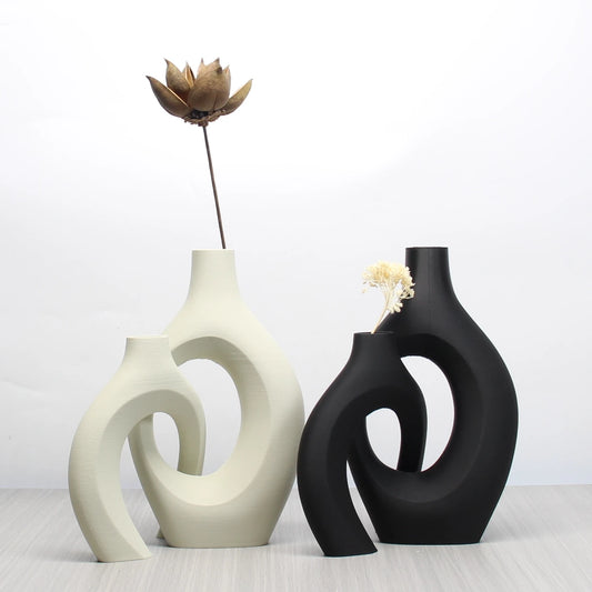 Bohemian Style Ceramic Art Vases – Elegant Decorative Vase Set for Home & Office