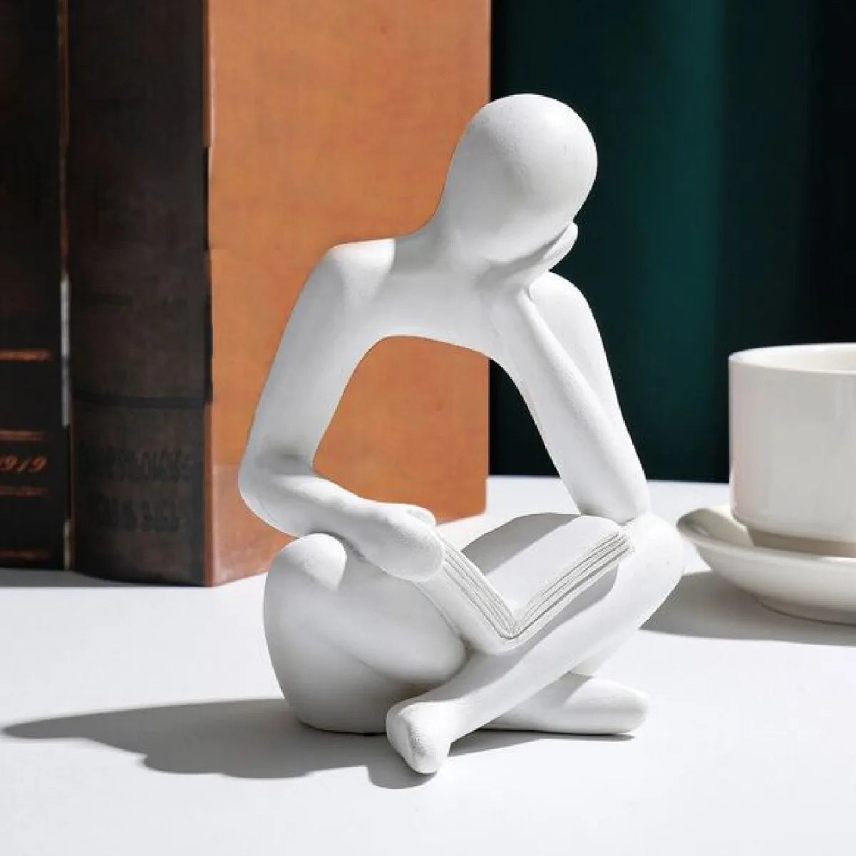 Modern Abstract Thinker Bookend Sculptures – Set of 2 | Home & Office Decor