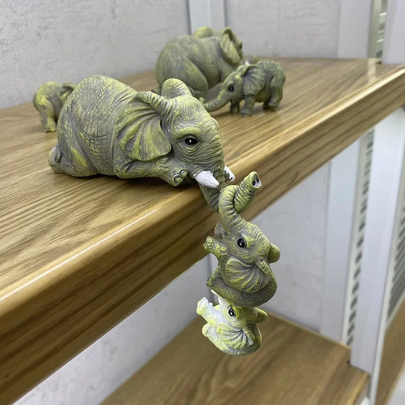 Resin Elephant Climbing Wall Ornament – Creative Hanging Home Decor for Shelf, Frame & Edge Display