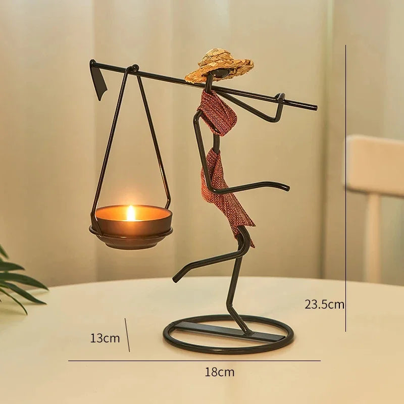 Rustic Candleholder Figurines – Romantic Centerpiece for Dining & Living Room Decor