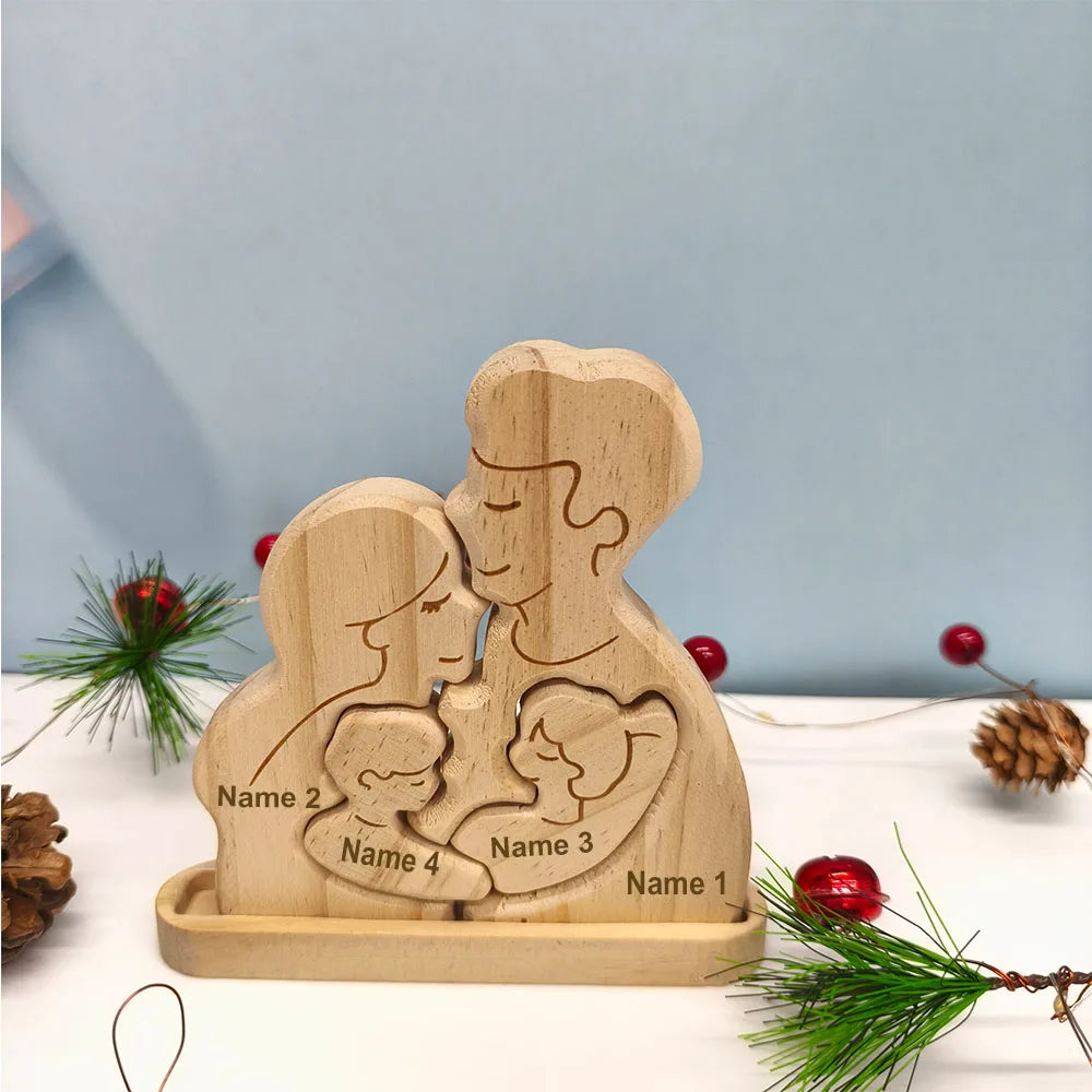 Personalized Wooden Family Puzzle – Custom Portrait Puzzle Sculpture for Home Decor & Gifts
