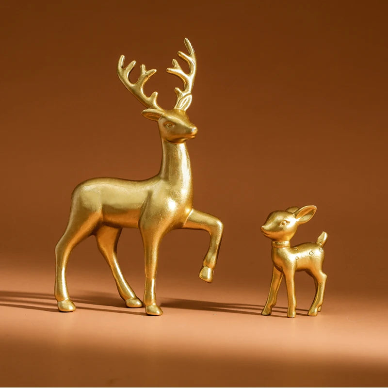 Mother Deer & Fawn Resin Sculptures – Cute Kids Room Decor Animal Miniatures