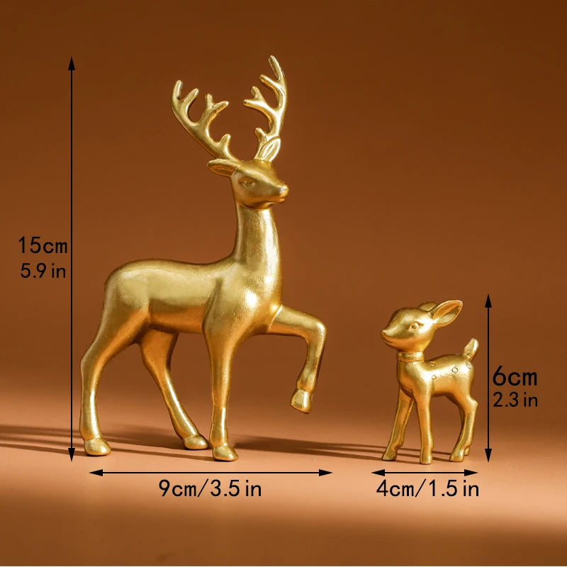Mother Deer & Fawn Resin Sculptures – Cute Kids Room Decor Animal Miniatures
