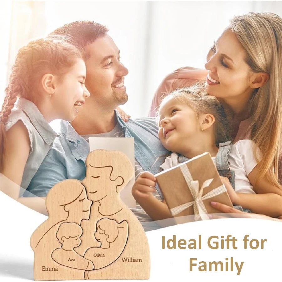 Personalized Wooden Family Puzzle – Custom Portrait Puzzle Sculpture for Home Decor & Gifts