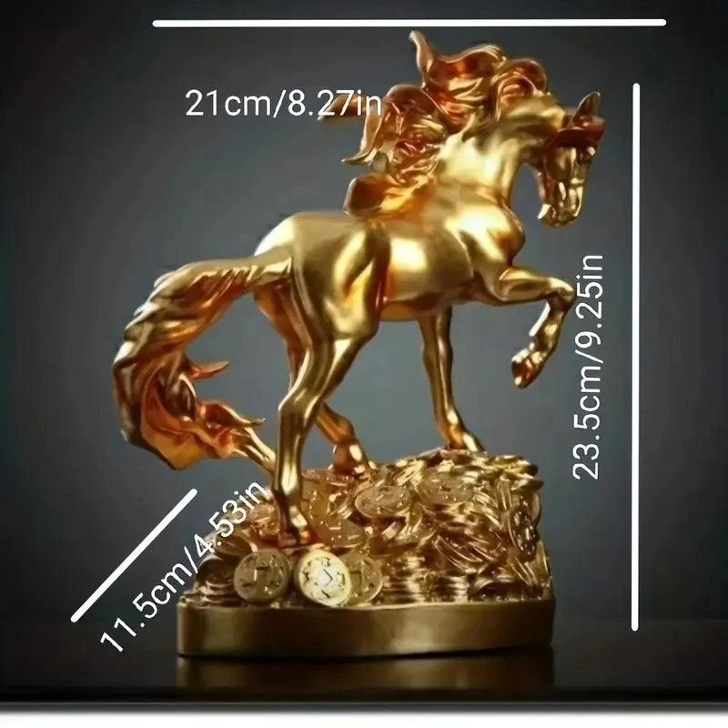 Majestic Golden Horse Statue – Symbol of Wealth & Power for Luxurious Home Decor