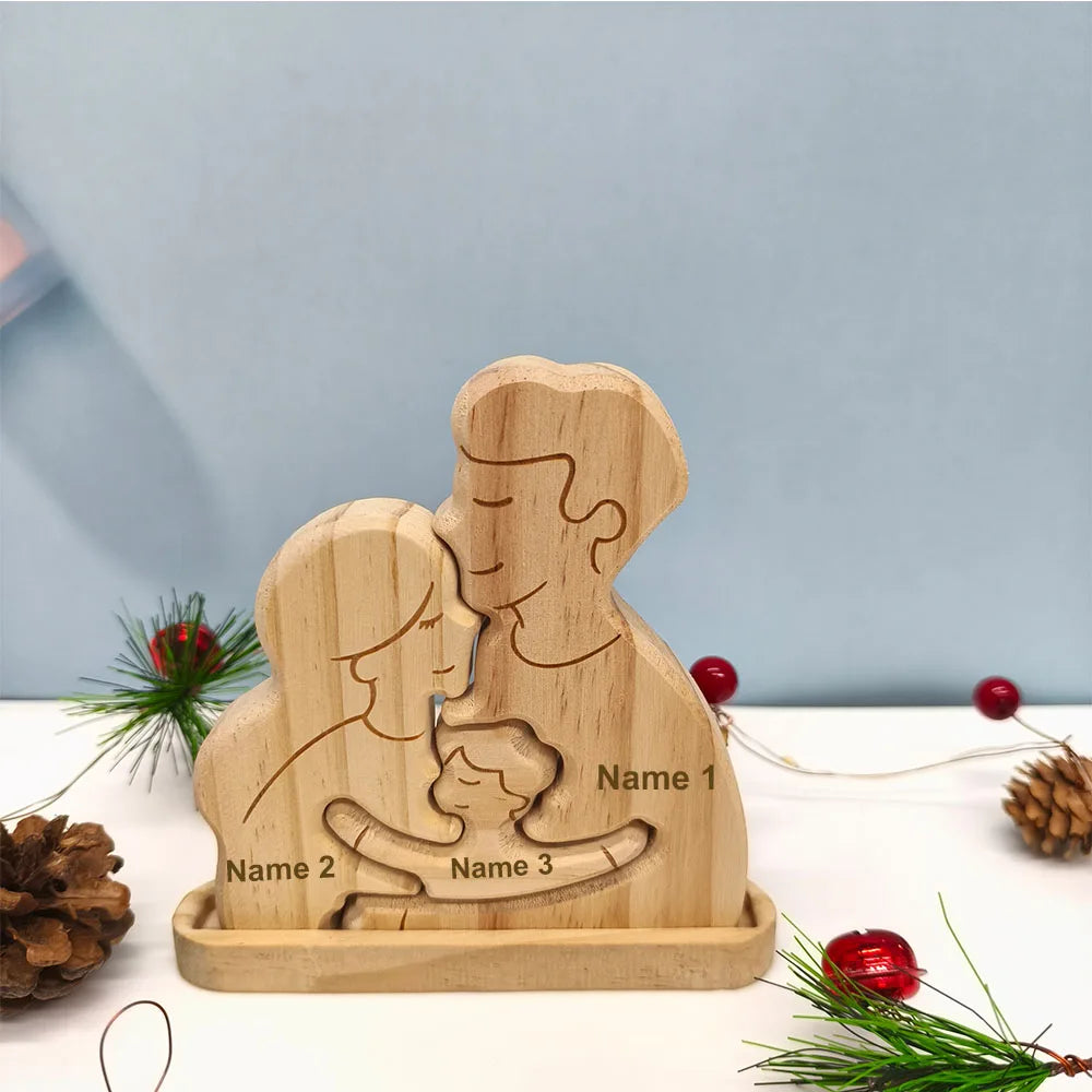 Personalized Wooden Family Puzzle – Custom Portrait Puzzle Sculpture for Home Decor & Gifts