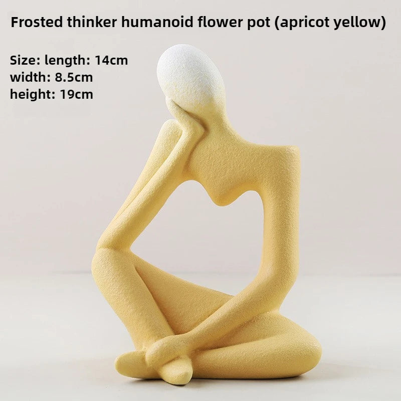 Abstract Resin Thinking Vase – Minimalist Sculpture with Floral Holder