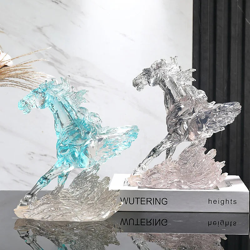 Luxury Colored Glaze Horse Sculpture – Elegant Home Decor Accent