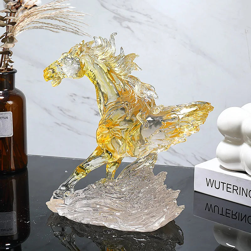 Luxury Colored Glaze Horse Sculpture – Elegant Home Decor Accent