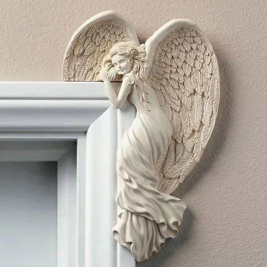 Elegant Angel Wings Wall Sculpture – Resin Door Frame Ornament for Home Decor