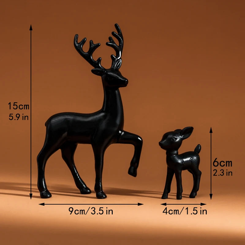 Mother Deer & Fawn Resin Sculptures – Cute Kids Room Decor Animal Miniatures