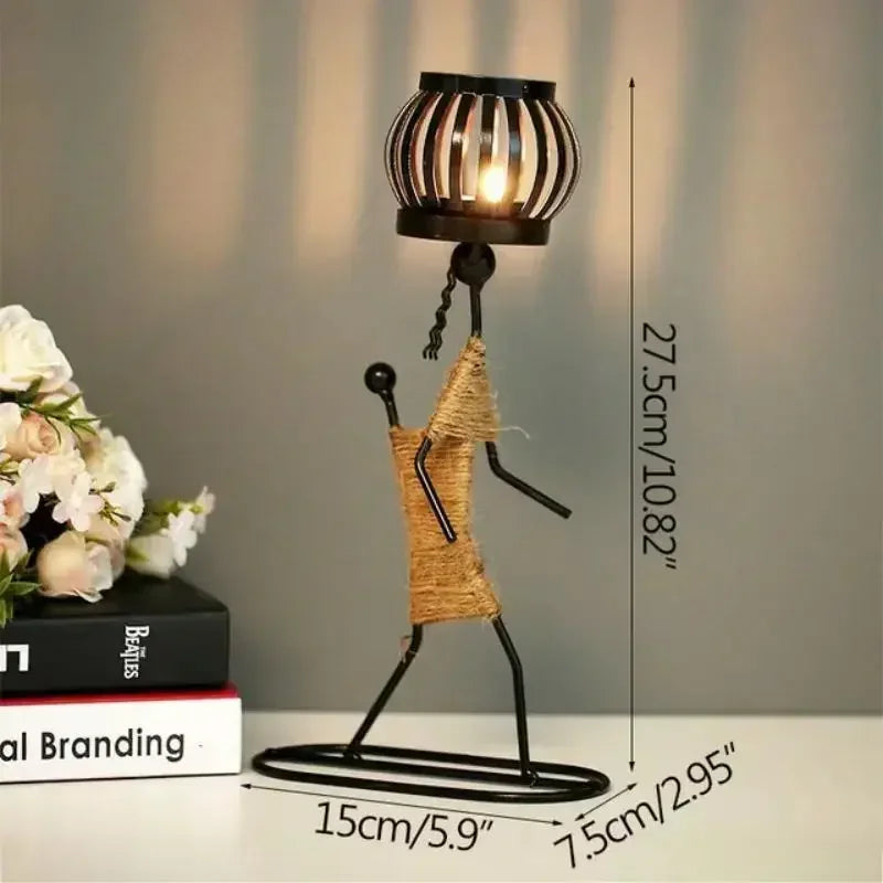 Rustic Candleholder Figurines – Romantic Centerpiece for Dining & Living Room Decor