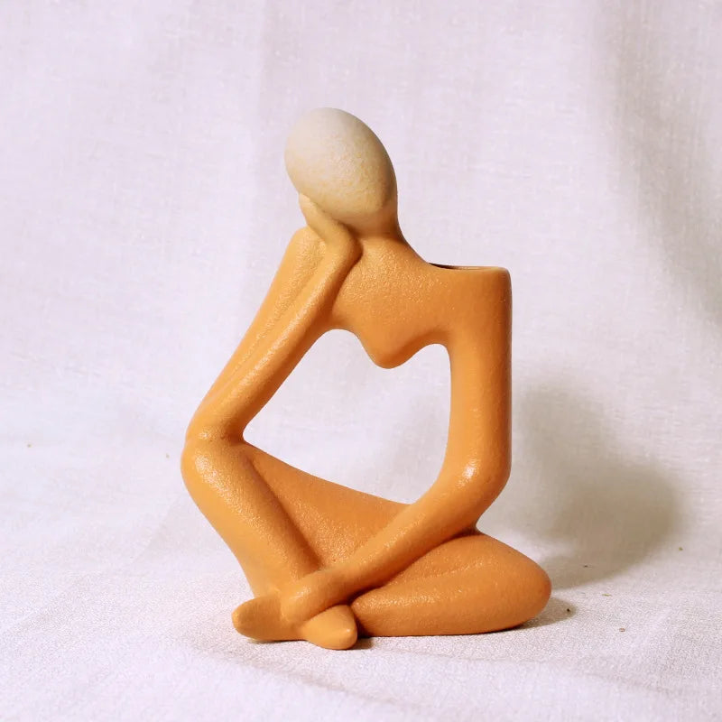Abstract Resin Thinking Vase – Minimalist Sculpture with Floral Holder