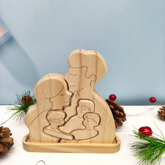Personalized Wooden Family Puzzle – Custom Portrait Puzzle Sculpture for Home Decor & Gifts