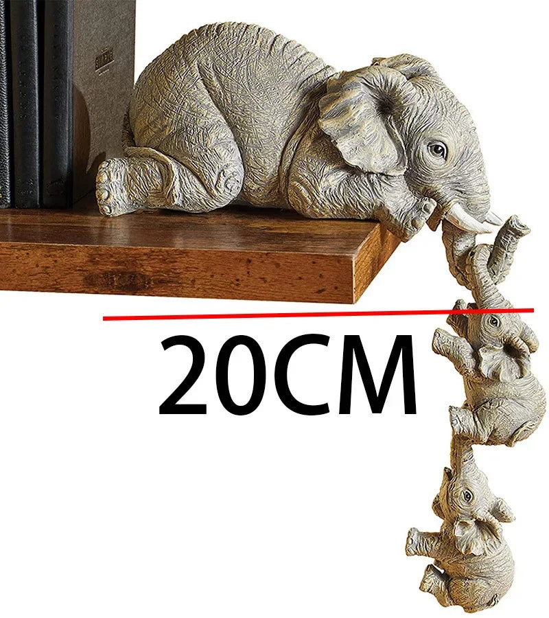 Resin Elephant Climbing Wall Ornament – Creative Hanging Home Decor for Shelf, Frame & Edge Display