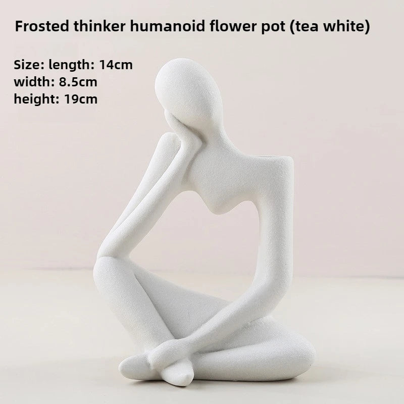 Abstract Resin Thinking Vase – Minimalist Sculpture with Floral Holder