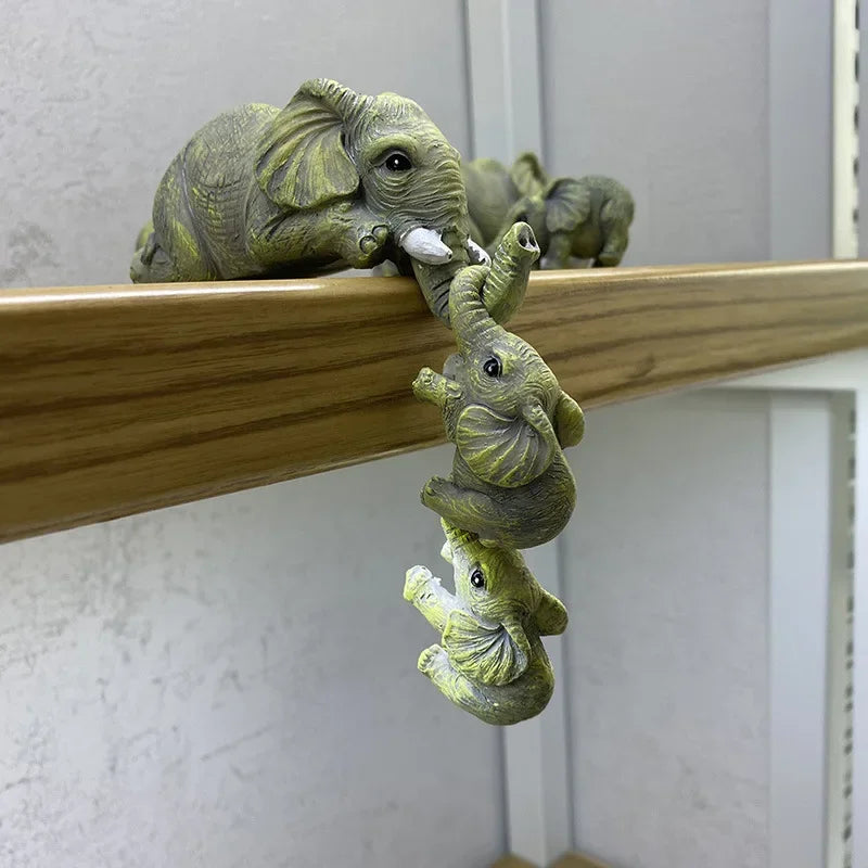 Resin Elephant Climbing Wall Ornament – Creative Hanging Home Decor for Shelf, Frame & Edge Display