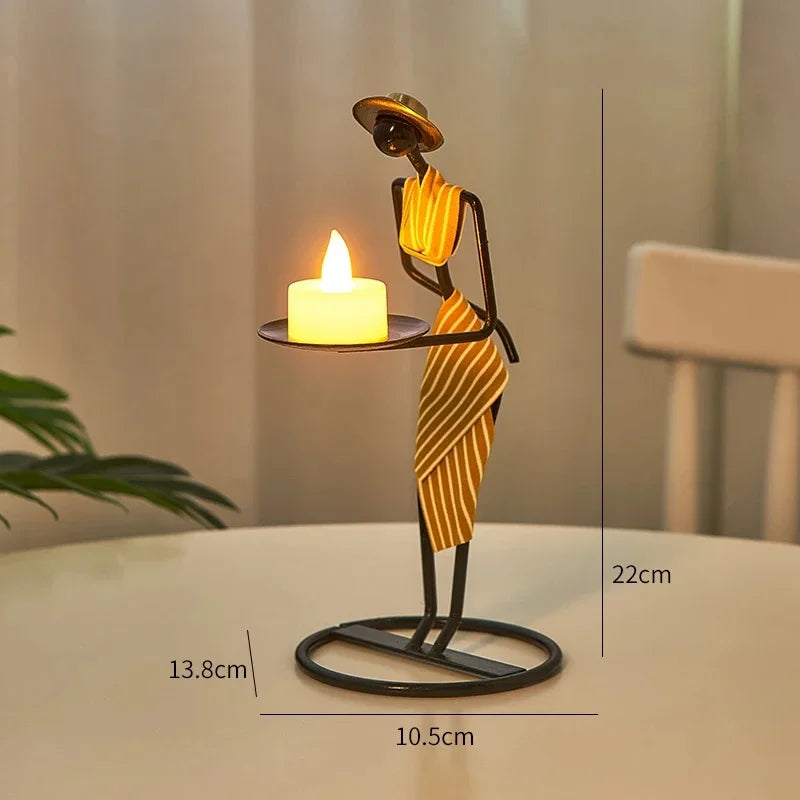 Rustic Candleholder Figurines – Romantic Centerpiece for Dining & Living Room Decor