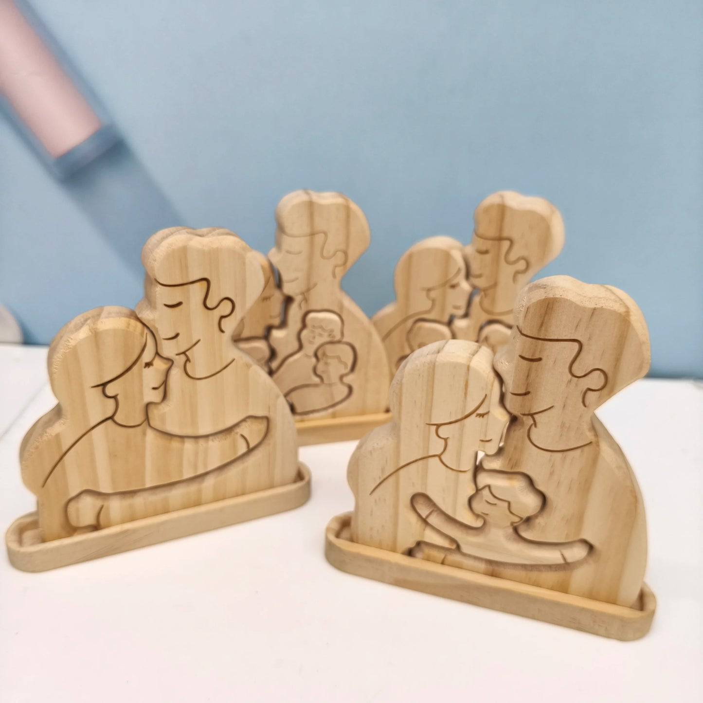 Personalized Wooden Family Puzzle – Custom Portrait Puzzle Sculpture for Home Decor & Gifts