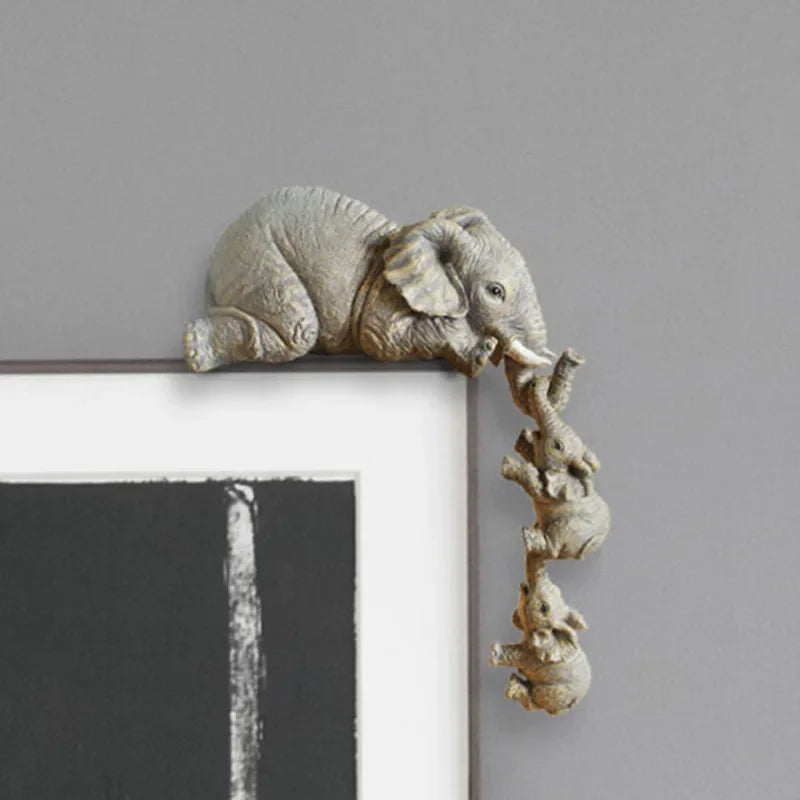 Resin Elephant Climbing Wall Ornament – Creative Hanging Home Decor for Shelf, Frame & Edge Display