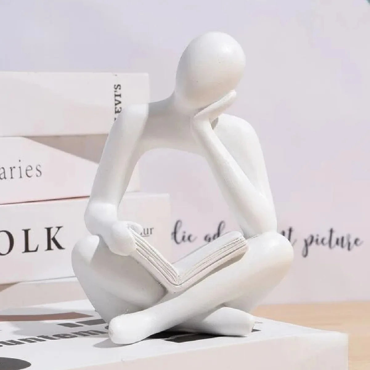 Modern Abstract Thinker Bookend Sculptures – Set of 2 | Home & Office Decor